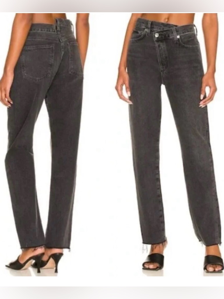 Nwot Agolde Criss Cross Black Straight Leg Jeans Size 28